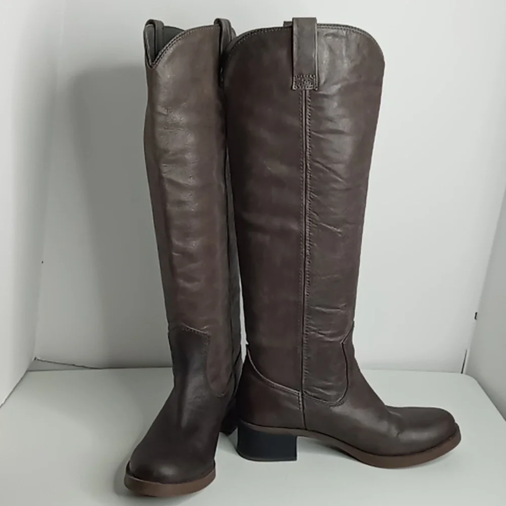 Lucky Brand - Knee High Distressed Leather Boots - Lp-Hippie - Ash Gray - 6.5M